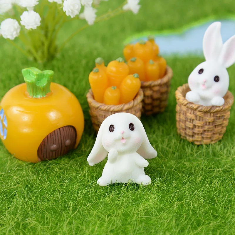 4pcs Nastavite Smolo Zajec Miniaturne Figurice Mikro Krajine Pravljice Vrt DIY Obrti Velikonočni Stranka Dekoracijo za Dom Dekor Ornament Slike 1