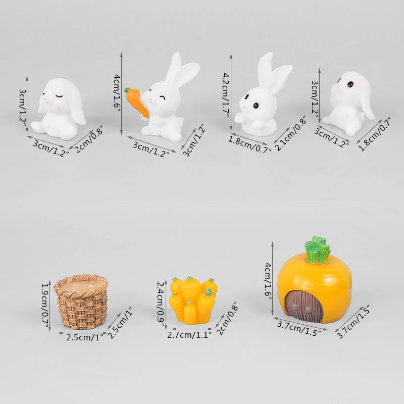4pcs Nastavite Smolo Zajec Miniaturne Figurice Mikro Krajine Pravljice Vrt DIY Obrti Velikonočni Stranka Dekoracijo za Dom Dekor Ornament Slike 5