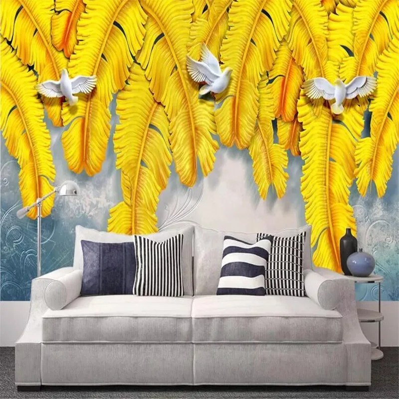 Banana listov olajšave rastlin televizijskih ozadju stene proizvajalec, na debelo ozadje zidana po meri photo steno Slike 1