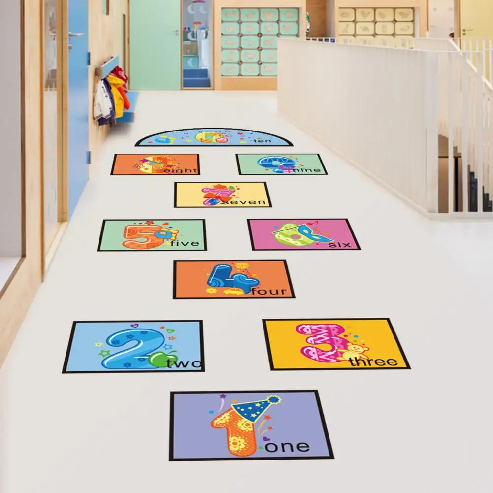 Hopscotch Igra Talne Nalepke Risanka samolepilne Digitalni Skoki Omrežje Igro Tla Paste Predšolskih Tleh Dekor za Otroke Slike 1