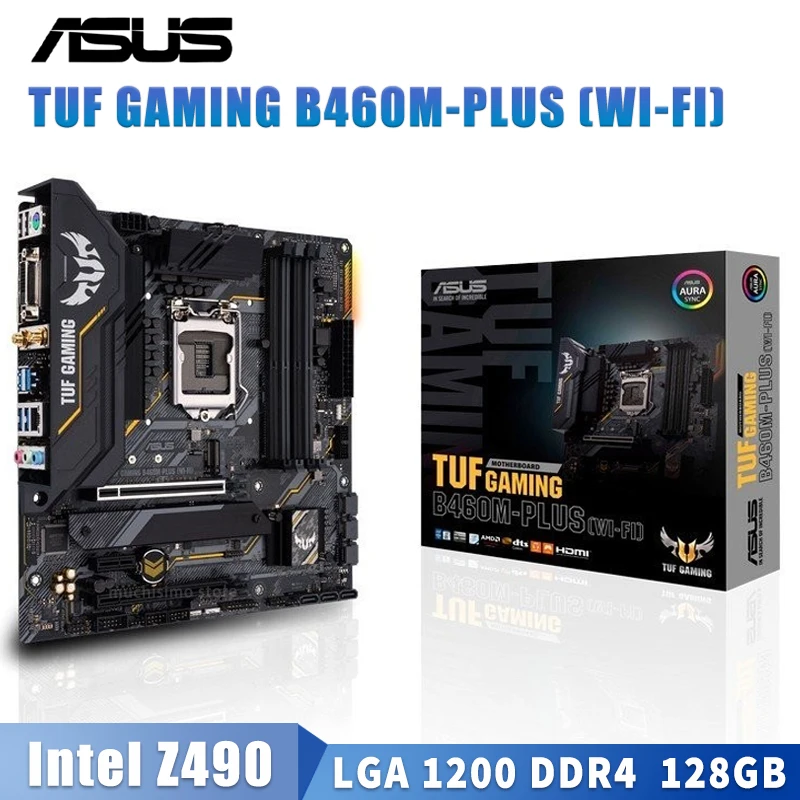 LGA 1200 Asus TUF GAMING B460M-PLUS (WI-FI) Motherboard Podpira 10.-Gen Core Cpu DDR4 128GB PCI-E 3.0 Namizje B460 Placa-Mãe Slike 0