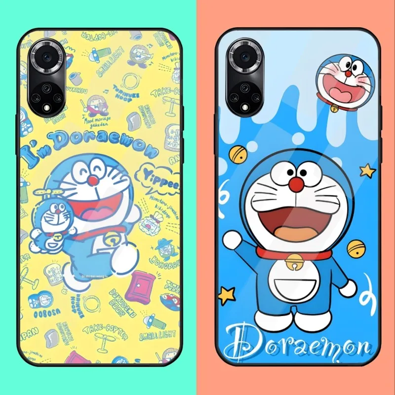 Risanka Doraemon Primeru Telefon za Huawei P30 P40 P50 P20 P9 Smartp Ž Pro Plus 2019 2021 In Kaljeno Steklo Pisane Pokrov Slike 0