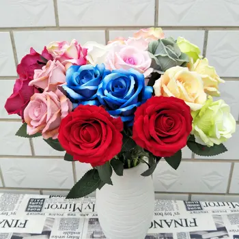 10pcs/veliko žamet new rose umetne rože domov dekoracijo svile venec rose cvet šopek svile cvet za crafting