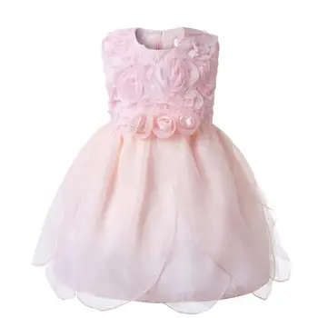 Roza Cvetlični Čipke Baby Girl Oblačenja Novorojenčka Dekle Krst Obleke za Krst Otroka 1 Leto, Rojstni dan, Poroko Vestidos 0-24M