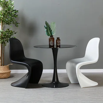 Zunanji plastični jedilni stol stol črni plastični jedilni stol stol ustvarjalni dom blata moda sedež
