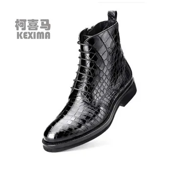 KEXIMA hanlante novo nil krokodil usnjeni čevlji moški business casual čevlji britanski čipke-up +visoko pomoč moške kratke čevlji