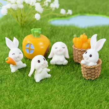 4pcs Nastavite Smolo Zajec Miniaturne Figurice Mikro Krajine Pravljice Vrt DIY Obrti Velikonočni Stranka Dekoracijo za Dom Dekor Ornament