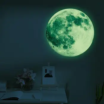 Nova Svetlobna Luna Stenske Nalepke, Svetleči V temi Odstranljive Nalepke Otrok Spalnica Dekoracijo Fluorescentna Luna Decals 4 Barve