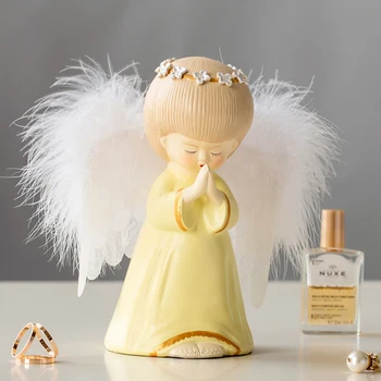 Evropa Smolo Blagoslov angel Figurice lep Pero Osvetlitev pravljice Kip namizni obrti Doma Dekor Ustvarjalno Darilo