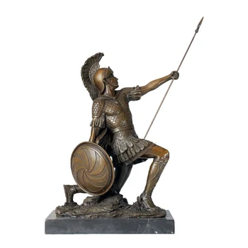 Sparta Vitez z Kopje in Ščit Kip, Kiparstvo Bronasto Bojevnik Figur Starine, Umetnine pisarne Dekoracijo