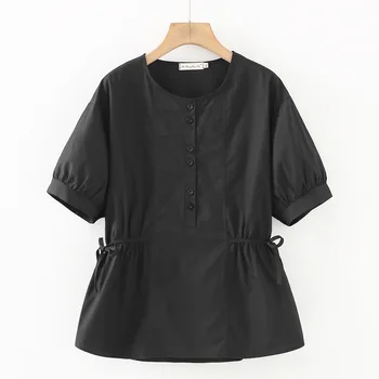 2022 porodniškega krog vratu žensk kratkimi rokavi t shirt Črna