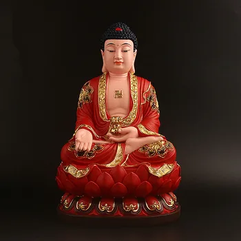 33 cm Rdeča, Prekrita Super Velik Amitabha Bude, Kip,Smole, Pometanje Demon Lotus Znanja Maskota Doma Dajanje Dekoracijo