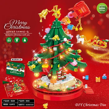 Zimo Božič Vas Ustvarjalne Vrtenje Božično Drevo Music Box Tabela Dekoracijo Mikro Stavbe, Bloki, Opeke, Igrače, Darila