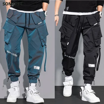 Moške Cargo Hlače Modni Hip Hop Multi-žep Hlače Trendy Ulične Trdna Sweatpants Pantalones Casuales Par Hombre