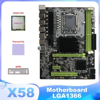 X58 Motherboard LGA1366 Matično ploščo Računalnika Podporo DDR3 ECC Pomnilnik Podporo RX Grafično Kartico Z X5680 CPU+Toplotna Pad