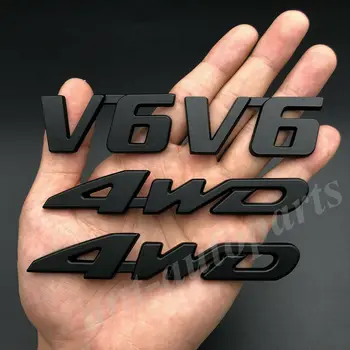4x Kovinski Matte Black 4WD V6 Letnik Prtljažniku Avtomobila Emblem Značko Nalepke Nalepka