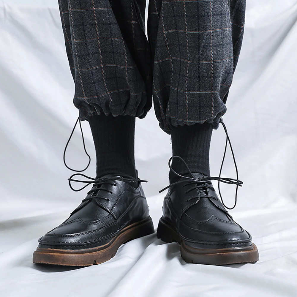 2021 Moški Letnik Priložnostne Čevlji Usnjeni Formalno Obleko Čevelj za Moške Luksuzni Britanski Delovnih Poslovne Poroko Loafers Brogue Obutev Slike 2