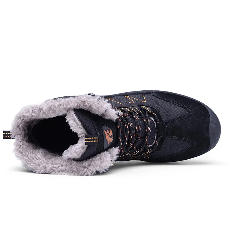 2021 Nove Zimske Moške Sneg Škornji Šport Bombaž Čevlji na Prostem Toplo Usnje in Gole Noge Čevlji Gorniški Varnosti Delovni Škornji Slike 1