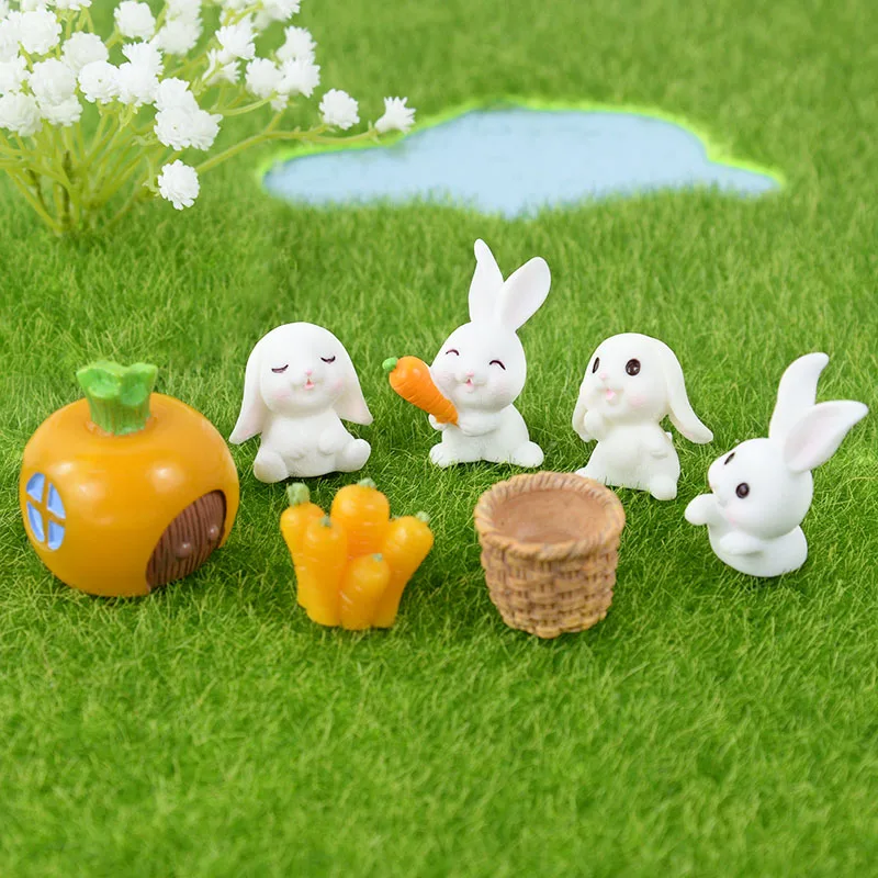 4pcs Nastavite Smolo Zajec Miniaturne Figurice Mikro Krajine Pravljice Vrt DIY Obrti Velikonočni Stranka Dekoracijo za Dom Dekor Ornament Slike 4
