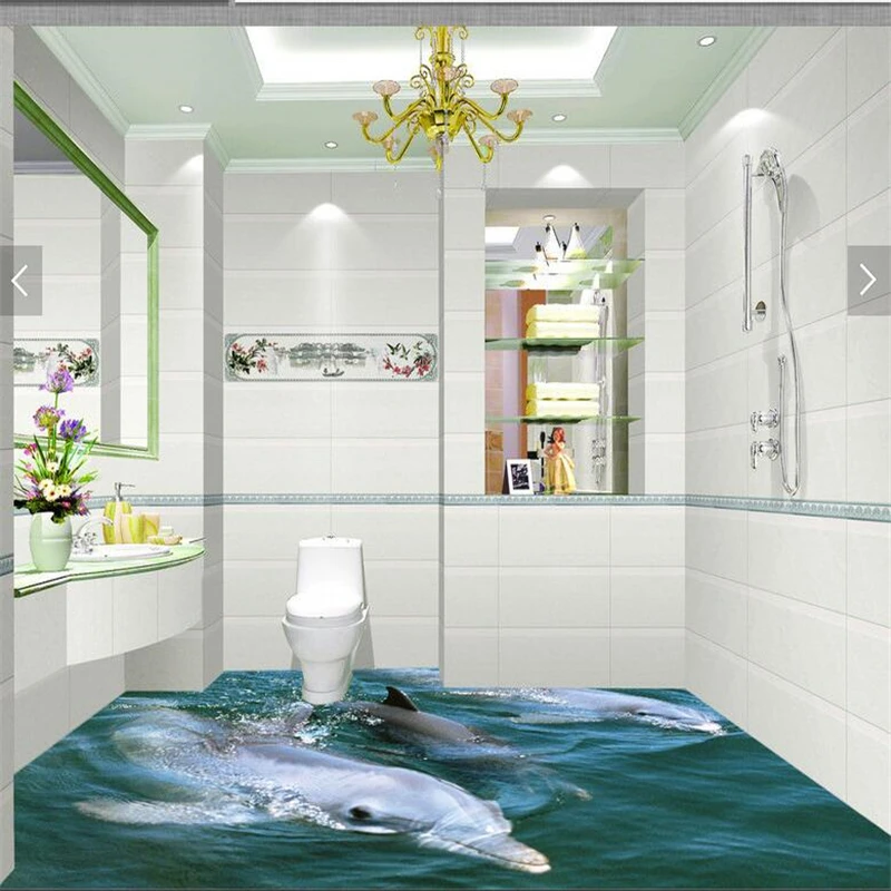 beibehang po Meri, dnevne sobe, spalnice talne nalepke, 3D, kopalnica, tla, delfini, morski vodi, podvodni svet tri dolphin tla Slike 2