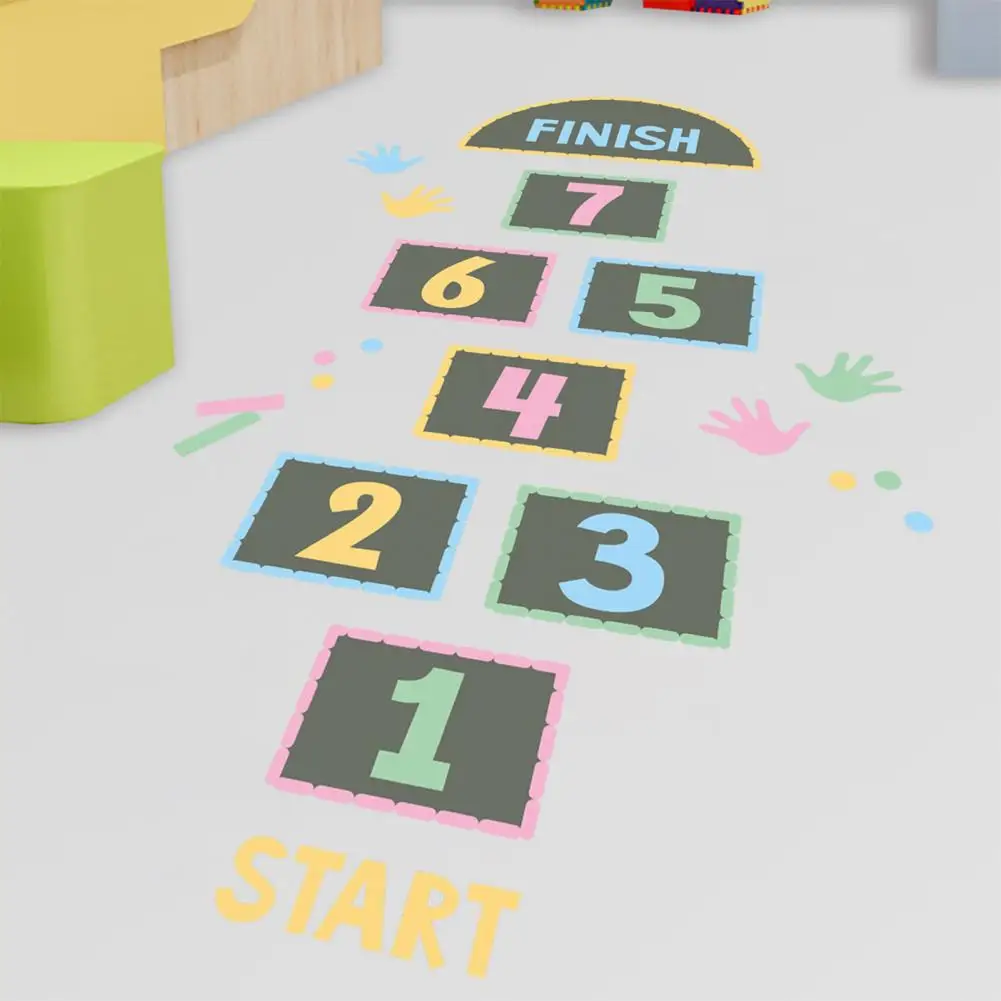 Hopscotch Igra Talne Nalepke Risanka samolepilne Digitalni Skoki Omrežje Igro Tla Paste Predšolskih Tleh Dekor za Otroke Slike 0