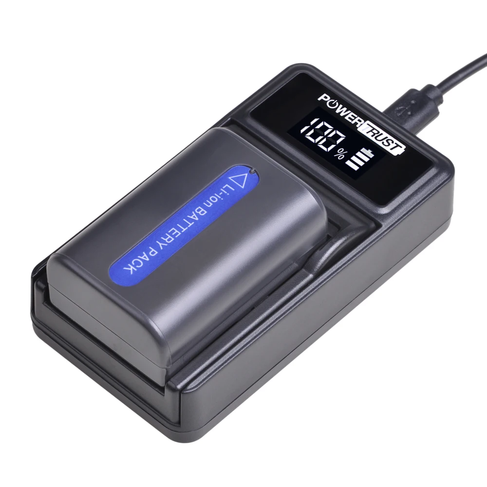 PowerTrust 2pcs NP-FM50 FM55H Baterija+LED USB Polnilec Za Sony NP-FM51 NP-FM30 NP-FM55H DCR-PC101 A100 Serije DSLR-A100 Slike 5