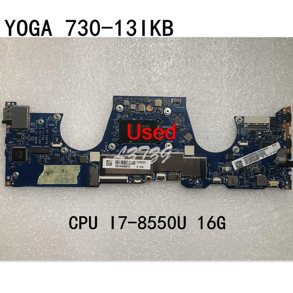 Uporablja Za Lenovo Ideapad Yoga 730-13IKB Prenosni računalnik z Matično ploščo Z PROCESOR I7-8550U 16G FRU 5B20Q95856 Slike 0
