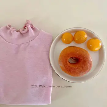 2022 Jeseni v Novi Luči Luksuznih Modnih korejska Različica Otroci Dno Majica korejski Dekleta Visoko-vratu T-shirt Boutique Oblačila