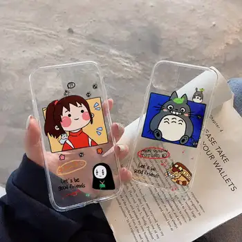Risanka Totoro Živahen Stran Ghibli Miyazaki Telefon Primeru Pregleden mehko Za iphone 11 12 13 14 x xs xr pro max mini plus