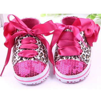 Newborn baby dekle čevlji modni čipke bling leopard baby čevlji dekleta za 0-18 M malčka malčke baby čevlji moccasins