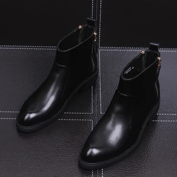 Anglija slog moške prosti čas originalni usnjeni čevlji črne čevlje trend spomladi jeseni kavboj boot lep gleženj botas masculinas