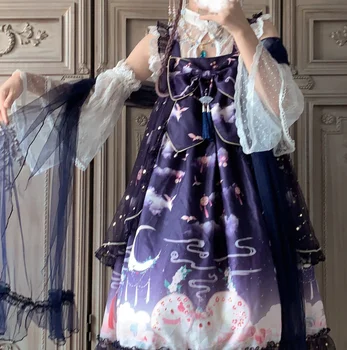 Kitajski slog Sredi pasu luštna punca obleko Victoria Cosplay loli Japonski Sweet Lolita cos kawaii bowknot Ruffle lolita jsk