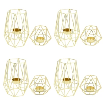 8X Zlato Geometrijske Kovinski Tealight svečniki Za dnevno Sobo & Kopalnica Odlikovanja