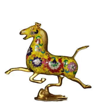 Zbirka čistega bakra, pozlačen Cloisonne svile, rumena (Konj Stopil lastovka) okraski
