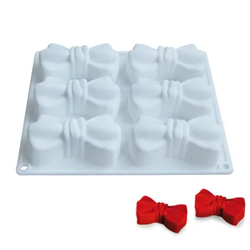 6 Hole Bowknot Kravato Cravat Silikonski Mousse Torta Plesni 3D DIY Design Moule Peko Piškotkov Plesni Muffin Cupcake Žele Puding