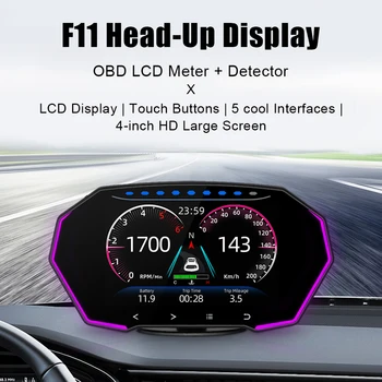 Za diagnostiko, Avto Head Up Display HUD Varnostni Alarm OBD2 GPS Dvojni Sistem 4 Palčni na Dotik Gumbi F11 merilnik Hitrosti, LCD Zaslon