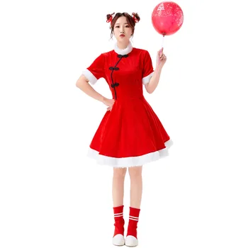 2021 Nova Moda Obleko Kitajski Slog Letnik Republikanski Rdeče Praznične Obleke Božič Cosplay Kostumi Pustni Stranka Obleko