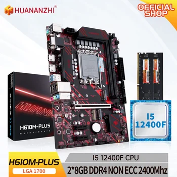 HUANANZHI H610M PLUS Motherboard M-ATX z Intel LGA 1700 Core i5 12400F z 2*8G DDR4 NON ECC Pomnilnik combo kit M. 2 NVME
