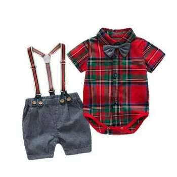 Otroška Oblačila Fant, Gospod Lok Kravato Rdeče Predalčni Bodysuits z Suspender Hlače Prvi Rojstni dan Obleko za Malčka Poroko