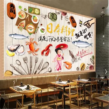 Po meri Japonske Kuhinje v Ozadju Stene Papirja 3D morski Sadeži, Trgovina, Bar s Prigrizki Suši Restavraciji Industrijske Dekor Zidana Ozadje 3D
