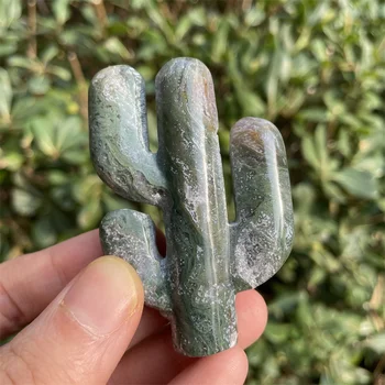 7 cm Naravne Crystal Zdravilni Kamen Zelenih Rastlin Moss Agate Kaktusov Kristalno Točke Moss Agate Kristalno Za Dekoracijo Vrta 1pcs