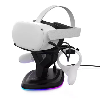 Prikaz Stojalo VR Slušalke Polnjenje Dock RGB Svetlobe Polnjenje, ki je Osnova za Oculus Quest 2 Oculus Rift S Pripomočki