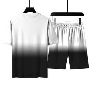 Poletje moška Trenirka Šport Priložnostne Obleko, 3D Tisk T-Shirt Hlače za Moške Nastavite Fitnes Vadbo 2 Kosov Set blagovne Znamke Mens Oblačila