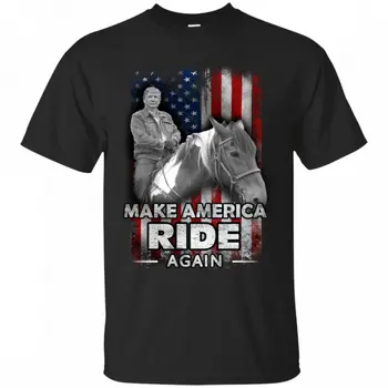 Da Amerika Vožnjo Znova. Predsednik Donald Adut na Konja Premium T-Shirt. Bombaža, Kratek Rokav, O-Vratu T Shirt Mens Priložnostne Nova