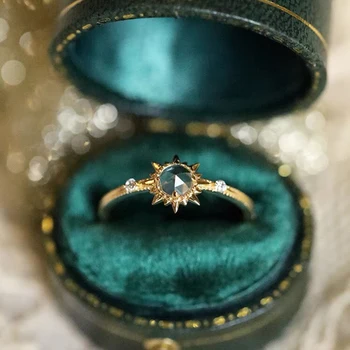 Zgleduje design srebro vdelan naravni beli kristalni zlato sonce nastavljiv prstan sije bleščečih čar ženske blagovne znamke nakit
