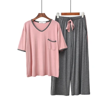 2020 novo pižamo modal nightgown bo ustrezala ženska kratka sleeved hlače korejska različica svoboden pol-koži prijazen dom storitve