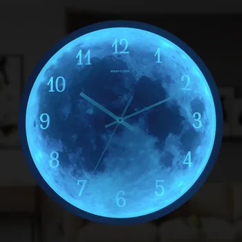 Vroče Prodajne Ure in Ure Star Padec Blue Moon LED Svetlobna Glasovni Nadzor Stenske Ure Preprost Doma Ura