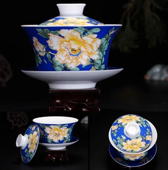 250 ml Kitajski Keramični Gaiwan čaj, set,kung fu tea cup, kakovostno ustvarjalno Kitajski Poroko Čaj Skledo Pokal, jingduzheng teacup