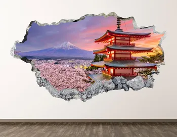 Fujiyoshida vinilna - Japonska Tempelj 3D Razbil Wall Art Nalepke Otroci Soba Dekor Vinil Doma Plakat po Meri Darilo KD793