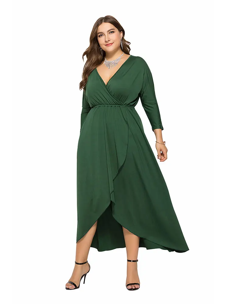 Ženske Obleke Nov Prihod 2022 Zelena Pomlad Poletje Enega kosa Rlegant Formalno Večer Midi Obleko Gala Plus Velikost Oblačila Moda Slike 3